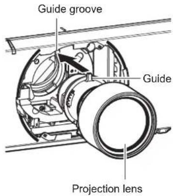 PANASONIC PT-DW750BE - Attaching the projection lens - 1