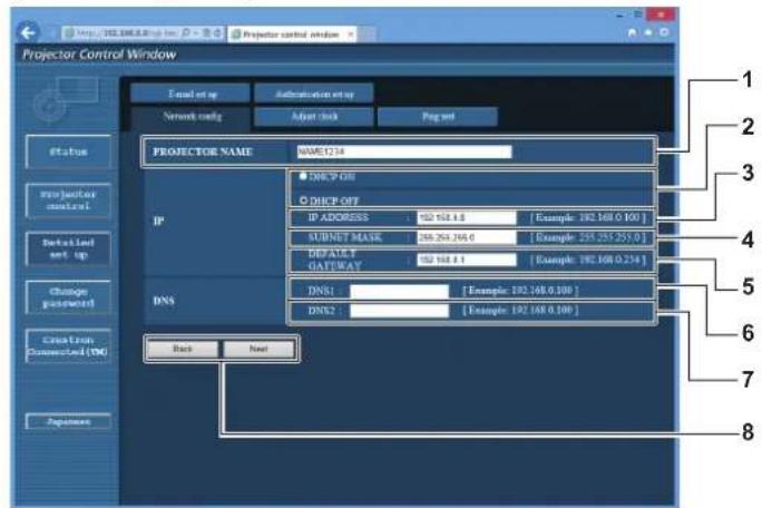 PANASONIC PT-DW750BE - [Network config] page - 1