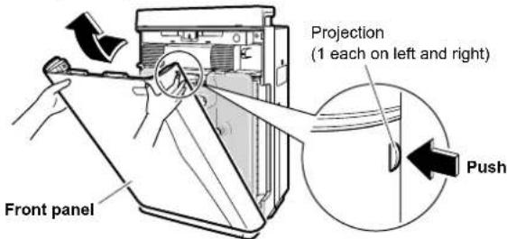 Front panel Projection (1 each on left and right) Push