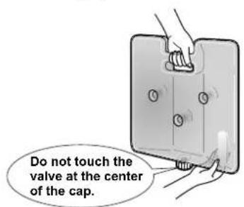 Do not touch the valve at the center of the cap.