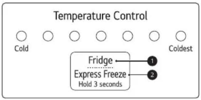 Temperature Control Cold Fridge Express Freeze Hold 3 seconds 1 2 Coldest