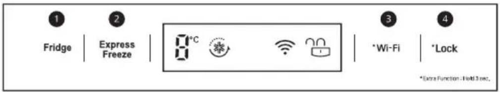 1 Fridge | Express Freeze | 8°C | Wi-Fi | *Lock *Extra Function: Roll 3 sec.