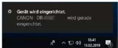 Gerät wird eingerichtet. CANON DR- wird gerade eingerichtet: 18:41 19.02.2019
