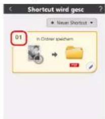 Shortcut wird gesc + Neuer Shortcut 01 in Ordinier speichem
