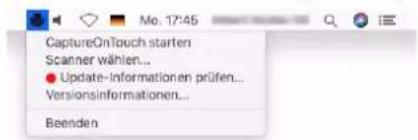 CaptureOnTouch starter Scanner wählen... Update-Informationen prüfen... Versionsinformationen... Beenden