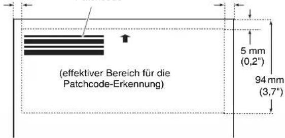(effektiver Bereich für die Patchcode-Erkennung) 5 mm (0,2") 94 mm (3,7")