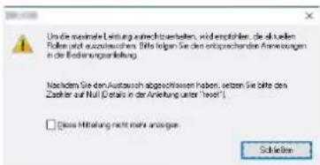Undesessender Leistung aufrechtverfahren, wird empfohlen, die aktlichen Rollen und auszinschussen. Bitte folgen Sie den entsprechenden Anweigungen in der Bedienungsanleitung. Nachdem Sie den Auszinschuss abdächtigkeiten haben, setzen Sie bitte den Zahlier auf Null (data in der Anweigung unter "level") □ Diese Mittelung nicht mehr anschlag. Schiefert