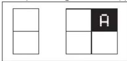 Two geometric diagrams with white and black squares, one divided into three equal parts, the other split into two labeled cells.