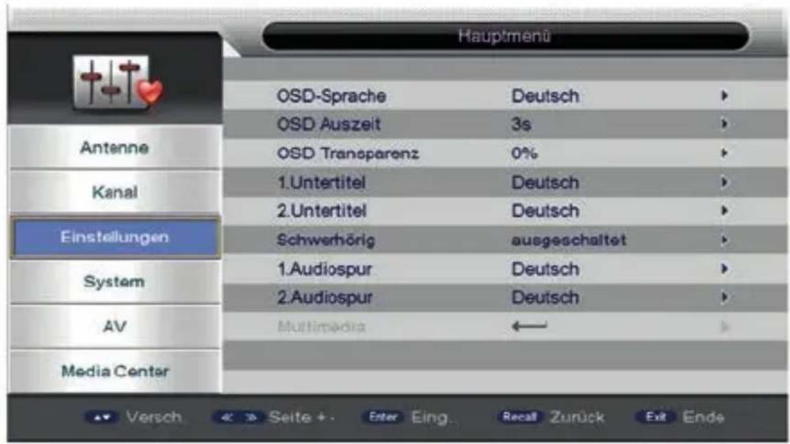 Schwaiger DTR500HD - EINSTELLNGEN - 1