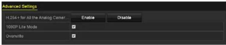 HiLook DVR-216G-K2 - Task 2: Enabling 1080P Lite Mode in Advanced Settings - 1