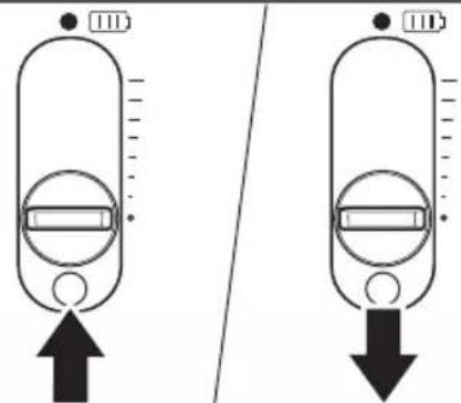 Diagram showing two identical cylindrical devices with arrows indicating upward and downward motion, possibly illustrating a mechanical or fluid system concept.