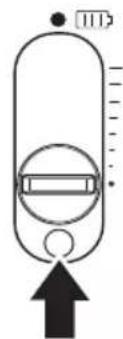 Diagram of a thermometer with directional arrow and measurement scale, showing temperature reading and pointer position