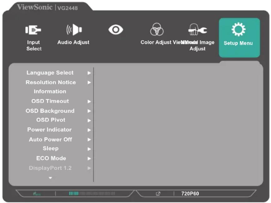 VIEWSONIC VG2448-PF - Setup Menu - 1