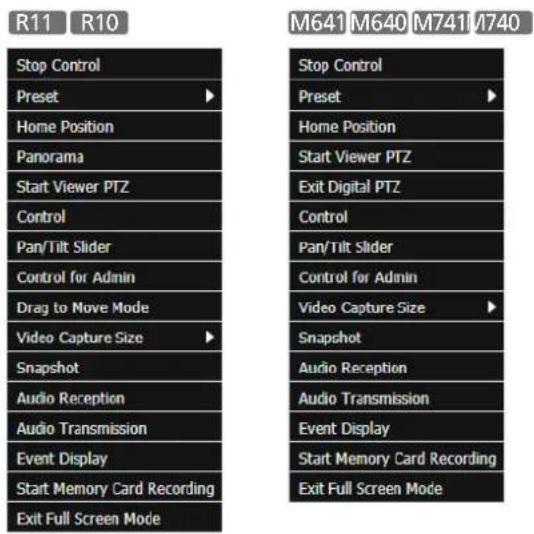 CANON VB-R11VE - Context Menu - 1