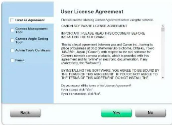 CANON VB-R11VE - Read through the user license agreement and click [Yes] if you accept it. - 1