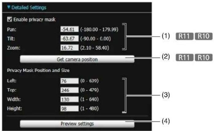 CANON VB-R11VE - Enter Values for Detailed Position and Size Settings - 1