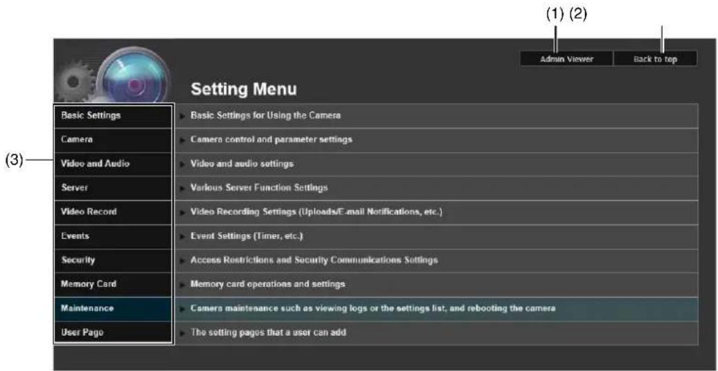 CANON VB-R11VE - Setting Menu - 1
