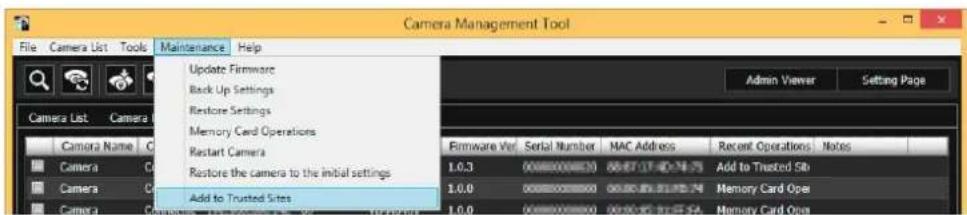 CANON VB-R11VE - Registering Camera's IP Address to Trusted Sites - 1