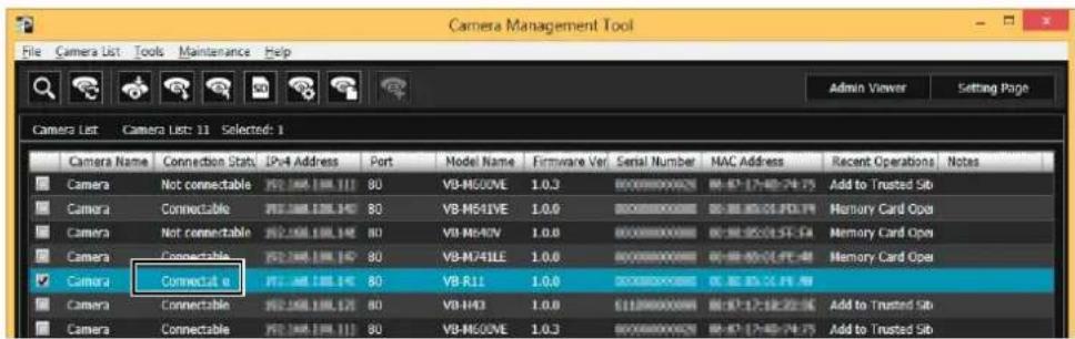 CANON VB-R11VE - Access the Top Page from Camera Management Tool - 1