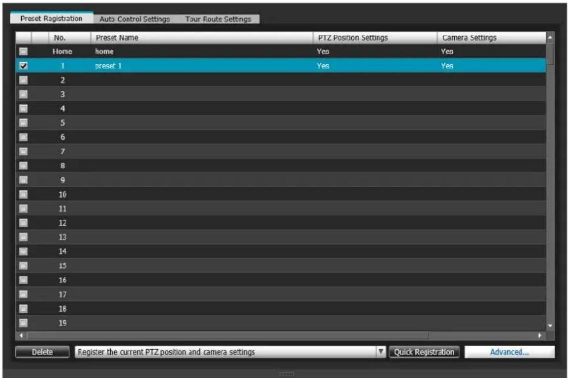 CANON VB-R11VE - Register with [Advanced Preset Settings] Panel - 1