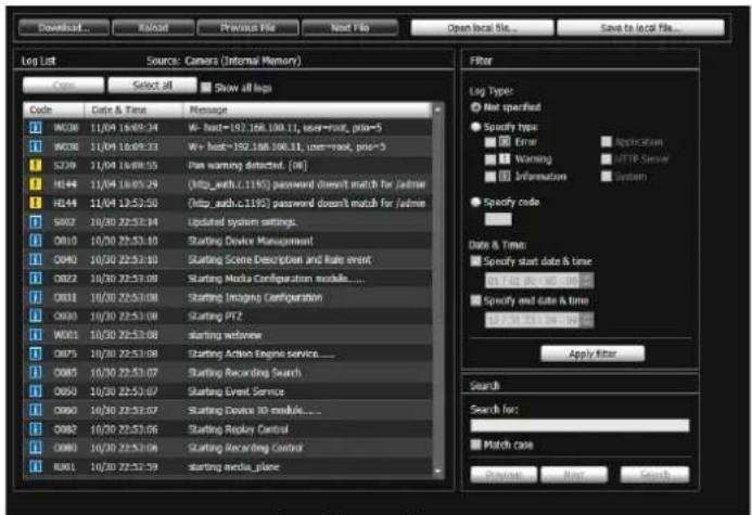CANON VB-R11VE - Log Viewer - 1