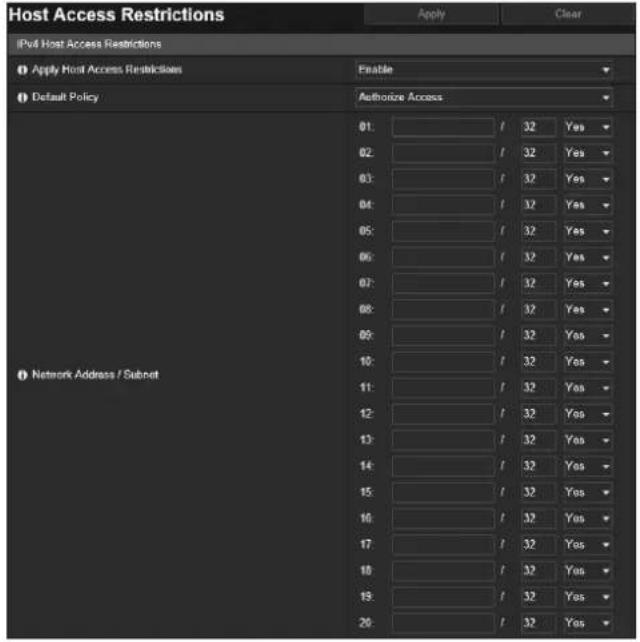 CANON VB-H761LVE - [Security] > [Host Access Restrictions] Setting Access Restrictions - 1