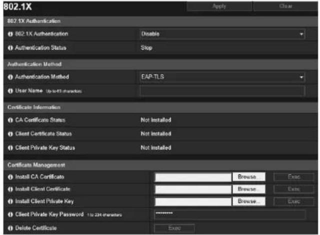 CANON VB-H761LVE - [Security] > [802.1X] Network Port Authentication Settings - 1