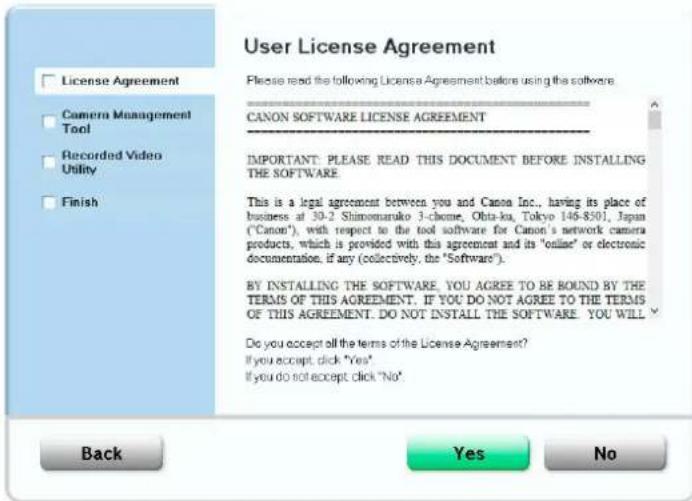 CANON VB-H761LVE - Read through the user license agreement and click [Yes] if you accept it. - 1