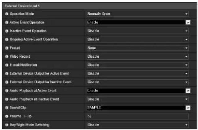CANON VB-H761LVE - [Event] > [External Device] External Device Input Triggered Operation Settings - 2