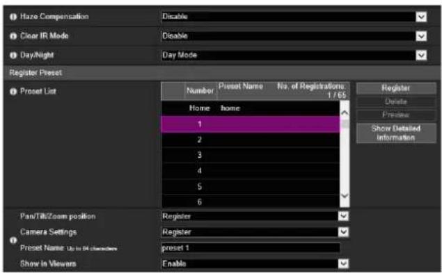 CANON VB-H761LVE - Registering Presets - 2