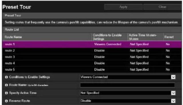 CANON VB-H761LVE - [Camera] > [Preset Tour] Setting the Preset Tour Route - 1