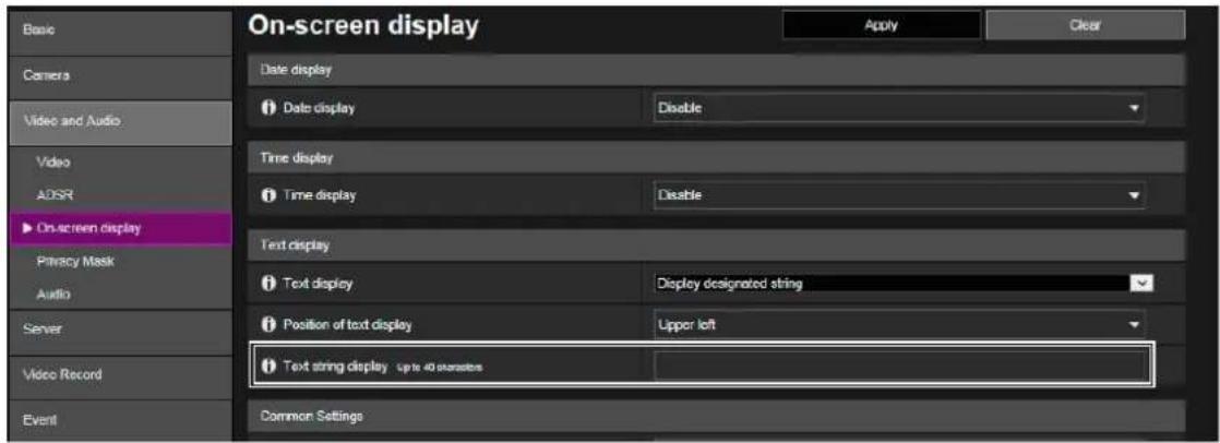 CANON VB-H761LVE - ■ [Video and Audio] > [On-screen display] - 1