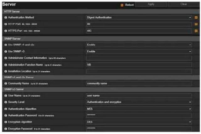 CANON VB-H761LVE - [Server] > [Server] HTTP, SNMP and FTP Server Settings - 1