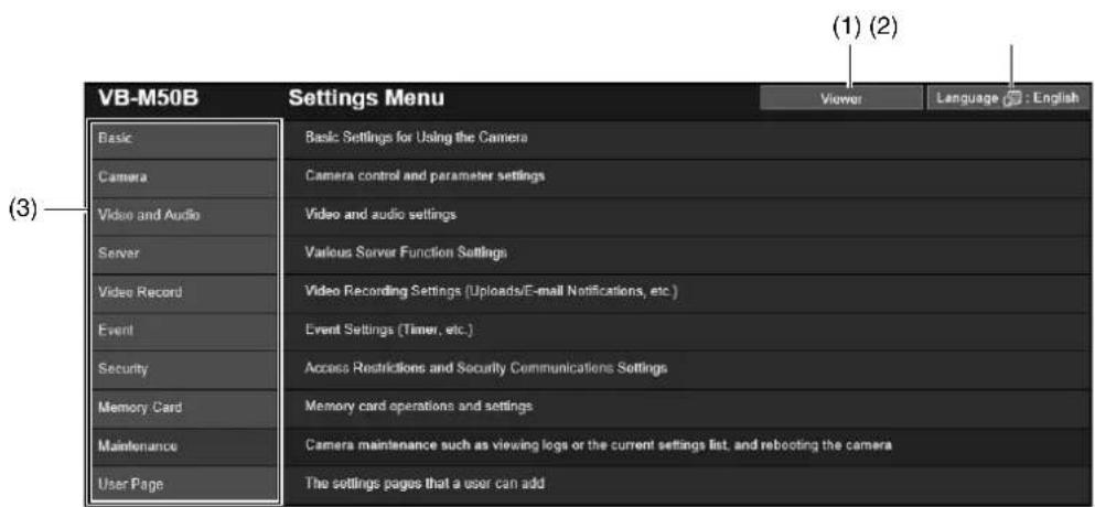 CANON VB-H761LVE - Settings Menu - 1