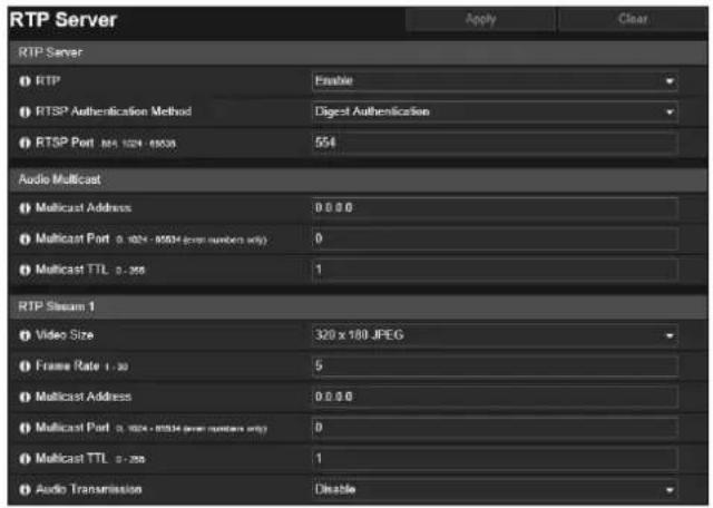 CANON VB-H761LVE - [Server] > [RTP Server] RTP Settings - 1