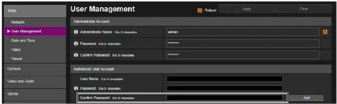 CANON VB-H761LVE - ■ [Basic] > [User Management] - 1