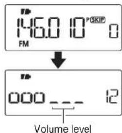 "146.0 10 PSKIP 0 FM Volume level "000 --- 12