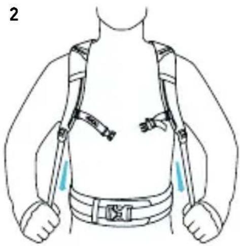 Line drawing of a human torso with harnesses and straps (no text or symbols)