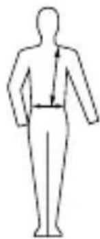 Simple line drawing of a human figure in standing pose with horizontal arm and arrow indicating upward motion (no text or symbols)