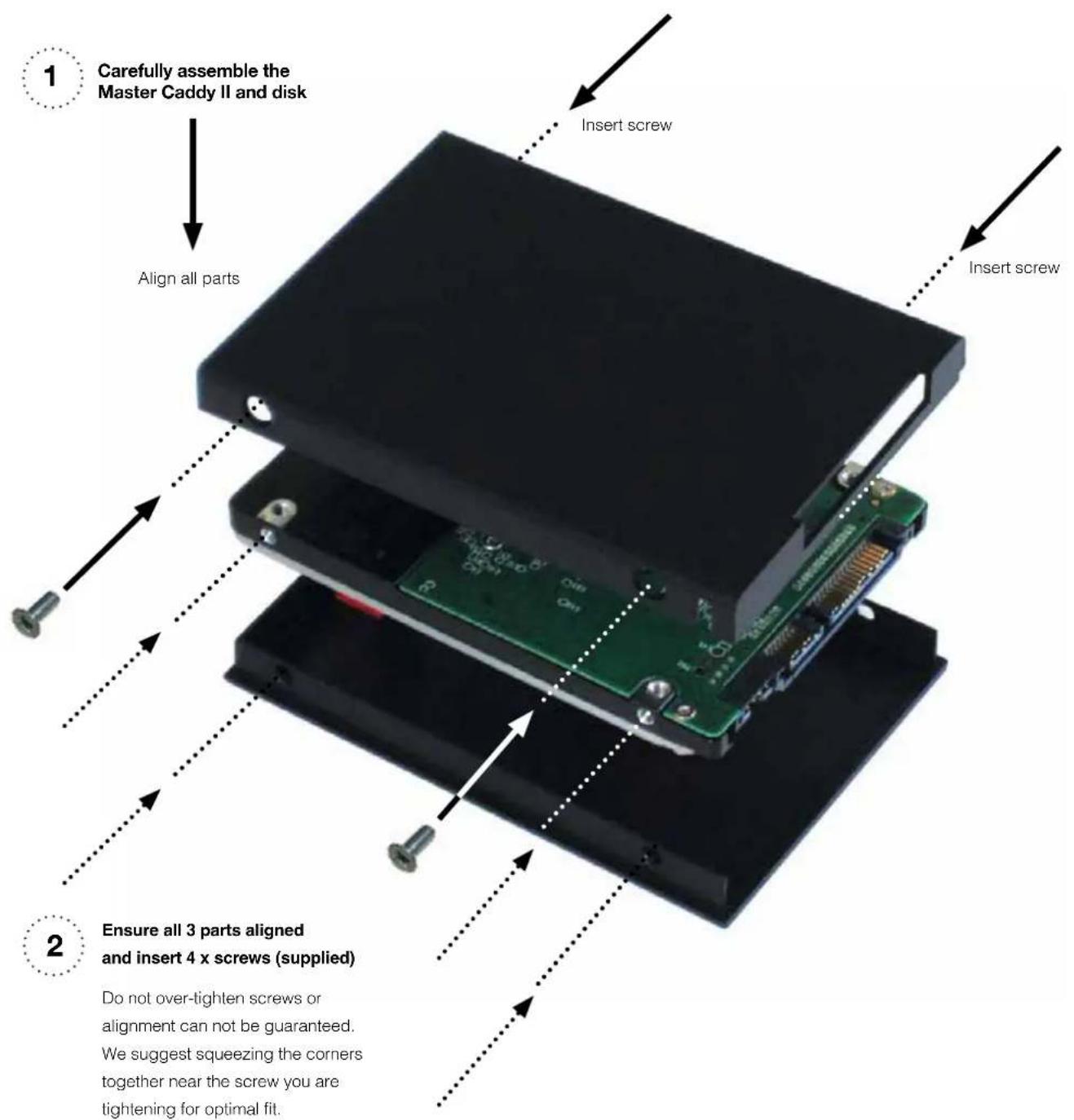 Atomos Shogun Studio - Mounting drives in the Master Caddy II - 1