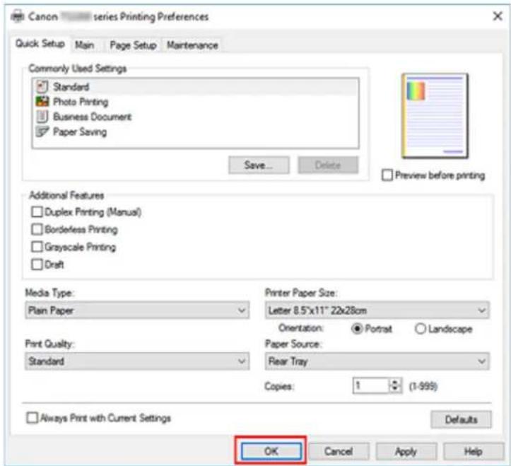 CANON PIXMA TS3320 - Click OK - 1