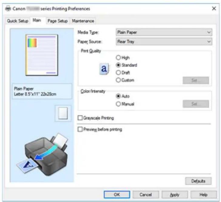 CANON PIXMA TS3320 - Main Tab Description - 1