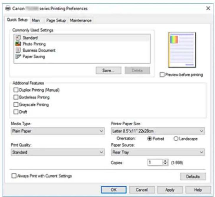 CANON PIXMA TS3320 - Quick Setup Tab Description - 1