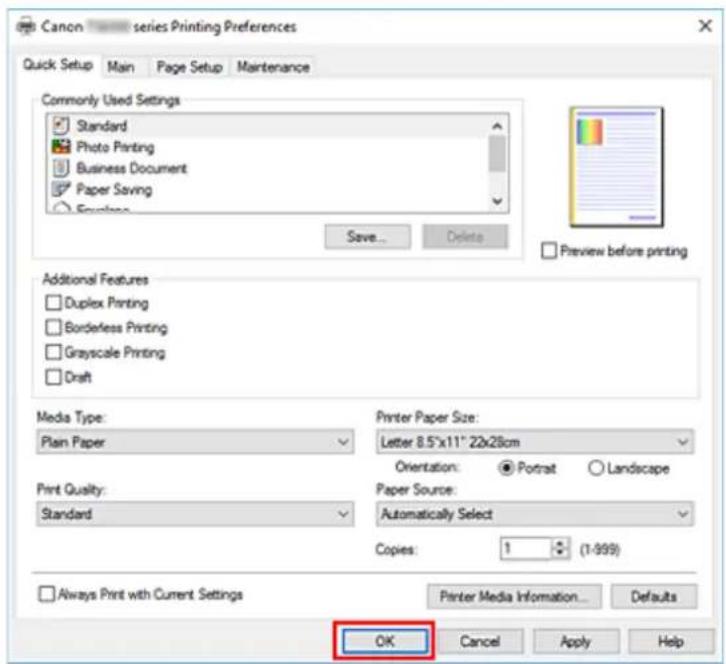 CANON PIXMA TS5320 - Click OK - 1