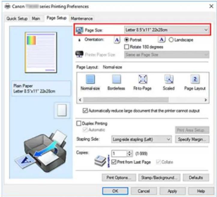CANON PIXMA TS5320 - Setting a Page Size and Orientation - 1