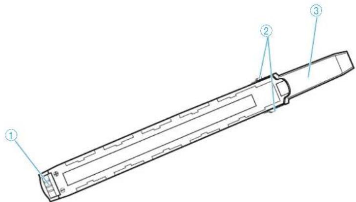 Technical diagram of a mechanical component with numbered parts labeled 1, 2, and 3.
