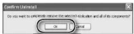 Confirm Uinstall Do you want to compile or remove the selected application and all of its components? OK Cancel