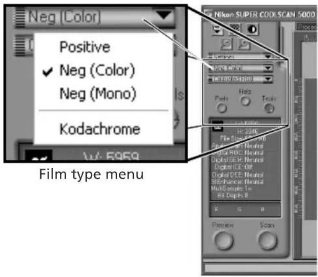 Neg [Color] Positive ✓ Neg (Color) Neg (Mono) Kodachrome Film type menu Nikon SUPER COOL SCAN 5000 File Size: 1.0 RGB/RGB: Normal Digital ECE: Normal Digital ICE: On Digital DEE: Normal Multi-Percentage: Normal Multi-Percentage: Normal 81.000x 1x 81.000x 1x 81.000x 1x 81.000x 1x 81.000x 1x 81.000x 1x 81.000x 1x 81.000x 1x 81.000x 1x 81.000x 1x