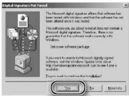 Digital Signatures Not Found The Microsoft digital signature affirms that software has been tested with Windows and that the software has not been allowed since it was tested. The software you see about to install does not contain a Microsoft digital signature. Therefore, there is no guarantee that this software needs a correctly with Windows. Unknown software package If you want to search Microsoft digitally signed software, wait the Windows Update Web site at http://windows/suppose.microsoft.com to see if one is available. Drawing and to continue the installation? Yes No HelpInfo