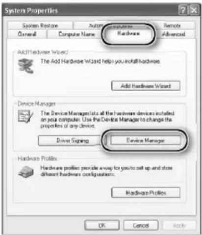 System Properties System Restore General Auto Computer Name Hardware Remote Advanced Add Hardware Wizard The Add Hardware Wizard helps you install hardware. Add Hardware Wizard Device Manager The Device Manager lists all the hardware devices installed on your computer. Use the Device Manager to change the properties of any device. Driver Signing Device Manager Hardware Profiles Hardware Profiles provide a way for you to set up and store different hardware configurations. Hardware Profiles OK Cancel Apply